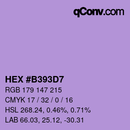 Farbcode: HEX #B393D7 | qconv.com