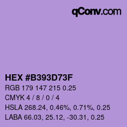 Color code: HEX #B393D73F | qconv.com