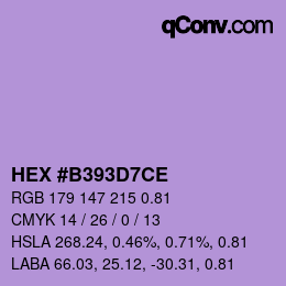 Color code: HEX #B393D7CE | qconv.com