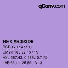 Code couleur: HEX #B393D9 | qconv.com