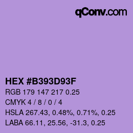 Color code: HEX #B393D93F | qconv.com