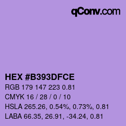 Code couleur: HEX #B393DFCE | qconv.com