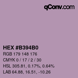 颜色代码: HEX #B394B0 | qconv.com