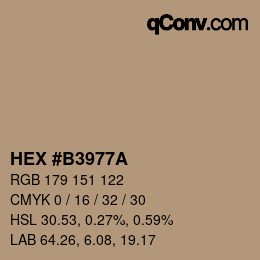 颜色代码: HEX #B3977A | qconv.com