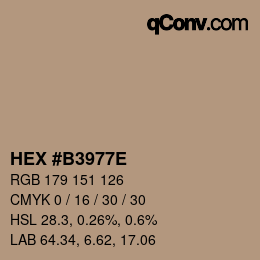 Color code: HEX #B3977E | qconv.com