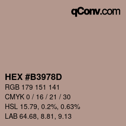 Color code: HEX #B3978D | qconv.com