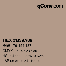 颜色代码: HEX #B39A89 | qconv.com
