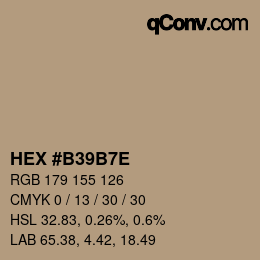 Color code: HEX #B39B7E | qconv.com