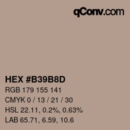 Color code: HEX #B39B8D | qconv.com