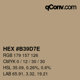 Color code: HEX #B39D7E | qconv.com