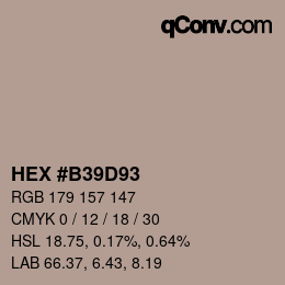 カラーコード: HEX #B39D93 | qconv.com