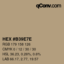 Color code: HEX #B39E7E | qconv.com