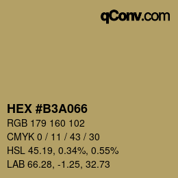 颜色代码: HEX #B3A066 | qconv.com