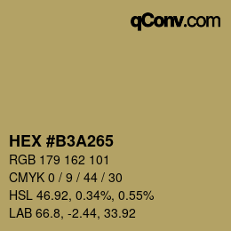 Farbcode: HEX #B3A265 | qconv.com
