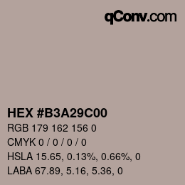 颜色代码: HEX #B3A29C00 | qconv.com