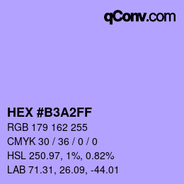 カラーコード: HEX #B3A2FF | qconv.com