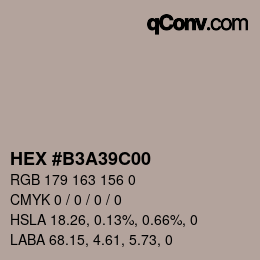 颜色代码: HEX #B3A39C00 | qconv.com