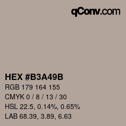 颜色代码: HEX #B3A49B | qconv.com
