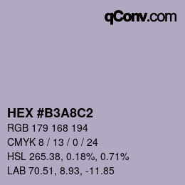 颜色代码: HEX #B3A8C2 | qconv.com