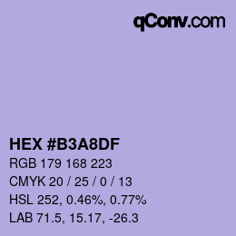 Color code: HEX #B3A8DF | qconv.com
