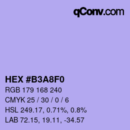 Color code: HEX #B3A8F0 | qconv.com
