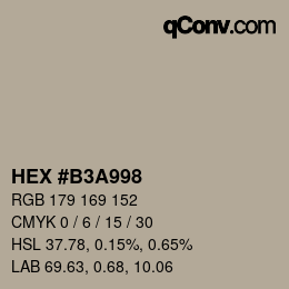 Code couleur: HEX #B3A998 | qconv.com