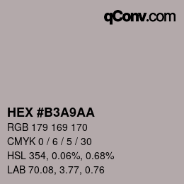 Color code: HEX #B3A9AA | qconv.com