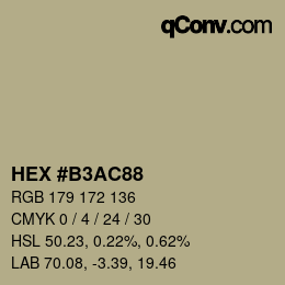 カラーコード: HEX #B3AC88 | qconv.com