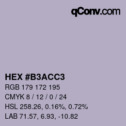 颜色代码: HEX #B3ACC3 | qconv.com