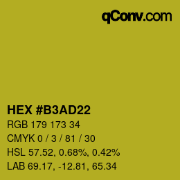 Code couleur: HEX #B3AD22 | qconv.com