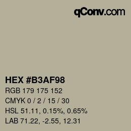 Código de color: HEX #B3AF98 | qconv.com