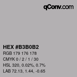 Color code: HEX #B3B0B2 | qconv.com