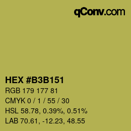 颜色代码: HEX #B3B151 | qconv.com
