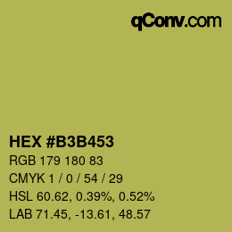 颜色代码: HEX #B3B453 | qconv.com
