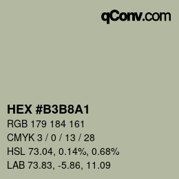 Code couleur: HEX #B3B8A1 | qconv.com