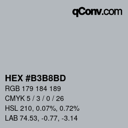 Color code: HEX #B3B8BD | qconv.com