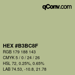 Color code: HEX #B3BC8F | qconv.com