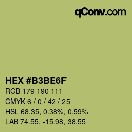 Farbcode: HEX #B3BE6F | qconv.com