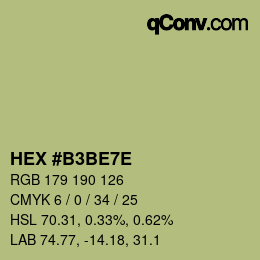Color code: HEX #B3BE7E | qconv.com