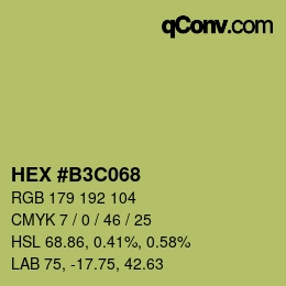Farbcode: HEX #B3C068 | qconv.com
