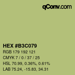 Color code: HEX #B3C079 | qconv.com