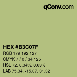 Color code: HEX #B3C07F | qconv.com