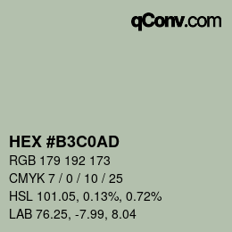 カラーコード: HEX #B3C0AD | qconv.com