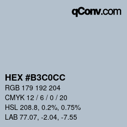 颜色代码: HEX #B3C0CC | qconv.com