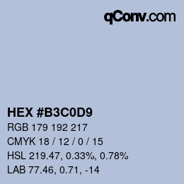 Color code: HEX #B3C0D9 | qconv.com