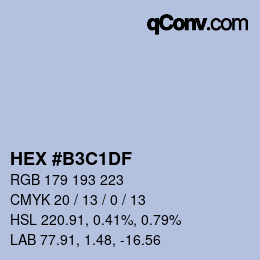 Farbcode: HEX #B3C1DF | qconv.com