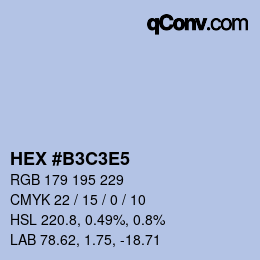 Código de color: HEX #B3C3E5 | qconv.com