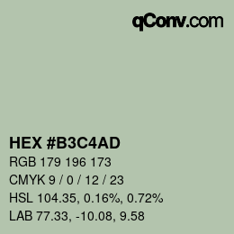 Color code: HEX #B3C4AD | qconv.com