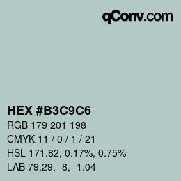 Color code: HEX #B3C9C6 | qconv.com