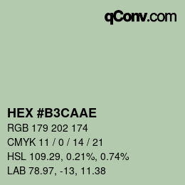 Color code: HEX #B3CAAE | qconv.com